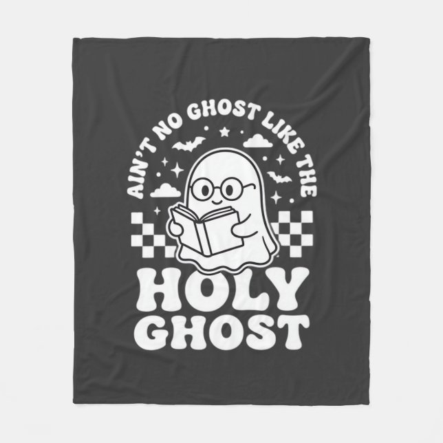 Holy Ghost Retro Halloween Ghost Design_1 Fleece Blanket (Front)