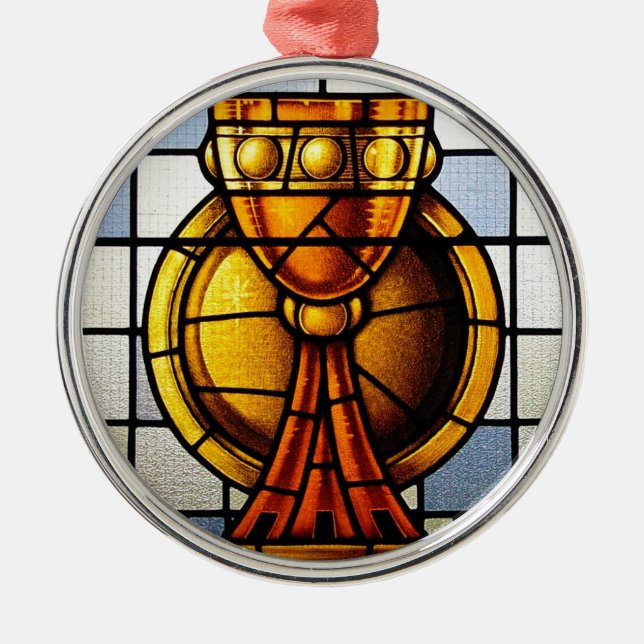 Holy Grail Stained Glass - Sacrament Metal Tree Decoration (Front)