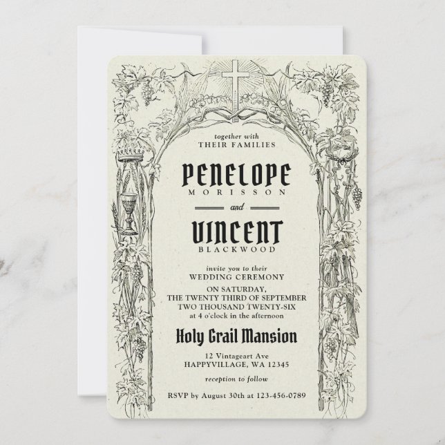 Holy Grail Wedding Invitation (Front)