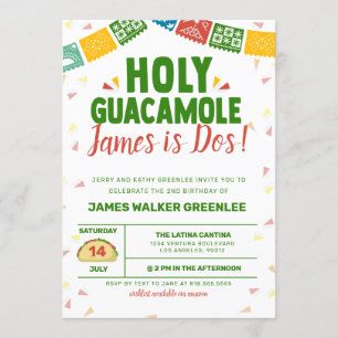 Holy Guacamole 2nd Birthday Fiesta Invitation
