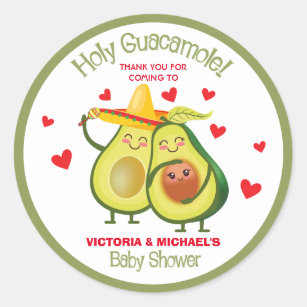 Holy Guacamole Avocado Baby Shower Fiesta Stickers