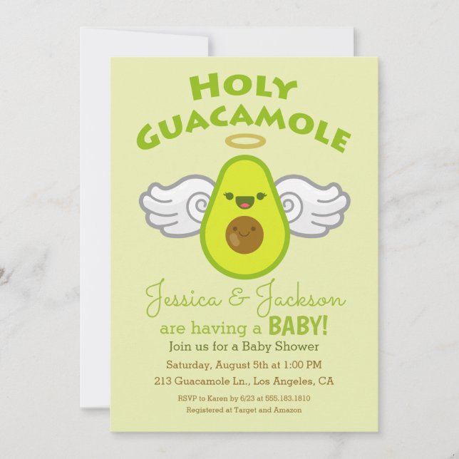 Holy Guacamole Avocado Baby Shower Invitation (Front)