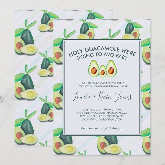 Holy Guacamole | Avocado Baby Shower Invitation (Front/Back)