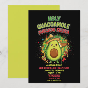 Holy Guacamole Avocado Fiesta Kids Birthday Party  Invitation