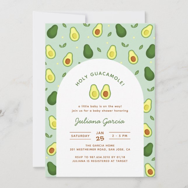 Holy Guacamole Avocado Green Baby Shower Invitation (Front)