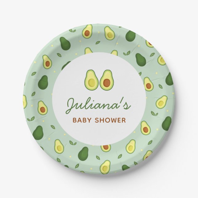 Holy Guacamole Avocado Green Baby Shower  Paper Plate (Front)