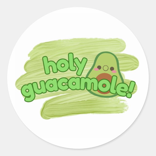 "Holy Guacamole" Avocado Sticker Cute (Front)