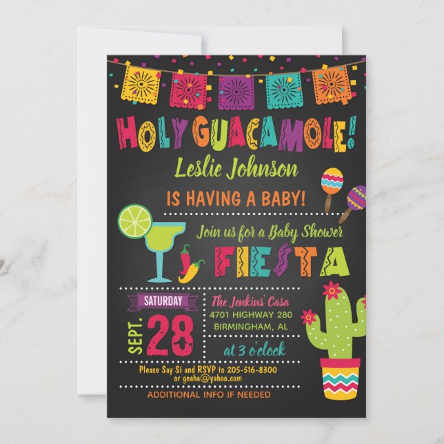 Holy Guacamole Baby Shower Fiesta Invitation (Front)