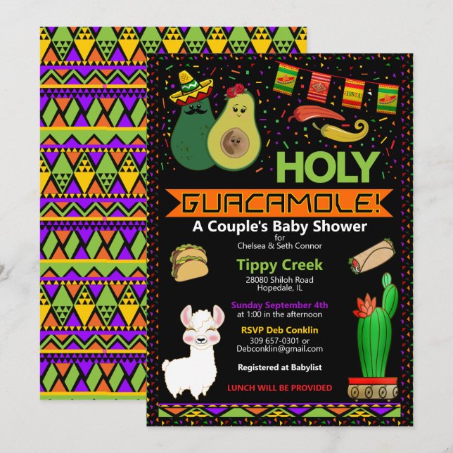 Holy Guacamole Baby Shower Invitation (Front/Back)