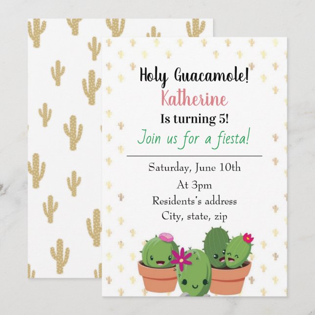 Holy Guacamole Birthday Invitation (Front/Back)