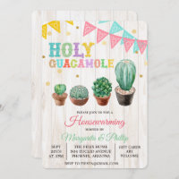 Holy Guacamole Cactus Housewarming Invitation