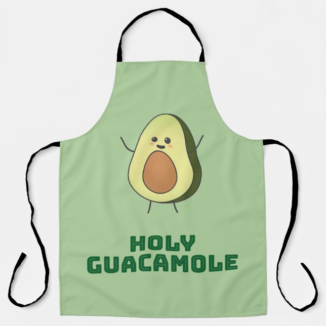 Holy guacamole - cute and happy kawaii avocado  apron (Front)