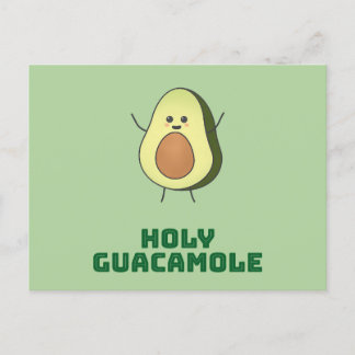 Holy guacamole - cute and happy kawaii avocado postcard