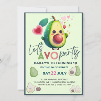 Holy Guacamole Cute Avocado Birthday Fiesta party Invitation