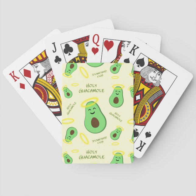 Holy Guacamole cute avocado Playing Cards (Back)