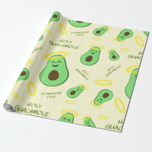 Holy Guacamole cute avocado Wrapping Paper (Unrolled)
