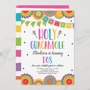 Holy Guacamole Dos 2nd Birthday Cactus Fiesta Invi Invitation