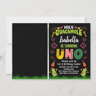 Holy Guacamole Fiesta avocado 1st Birthday photo Invitation