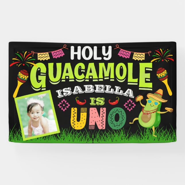 Holy Guacamole Fiesta avocado Birthday Uno, Photo Banner (Horizontal)