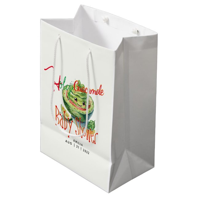 Holy Guacamole Fiesta Baby Shower CUSTOM Medium Gift Bag (Front Angled)
