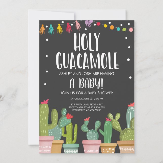 Holy Guacamole Fiesta Baby Shower Invitation (Front)