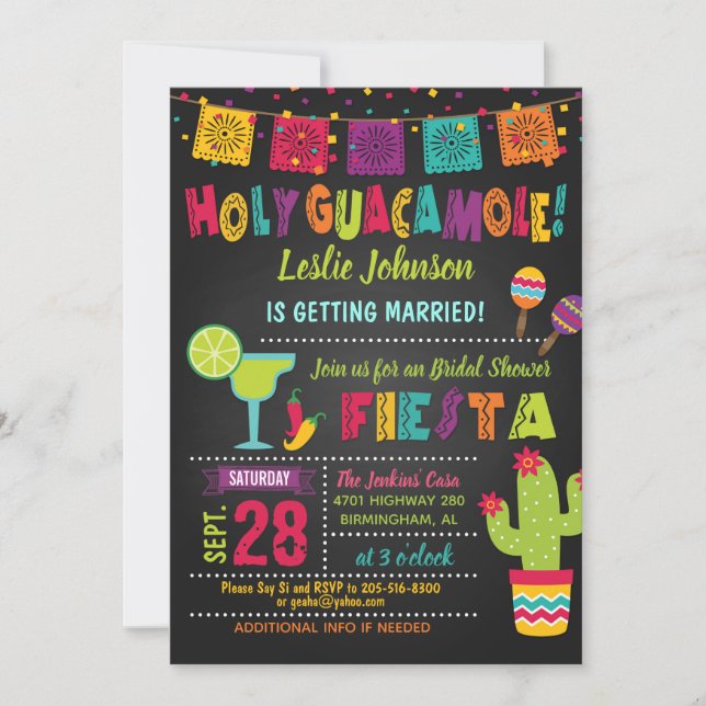 Holy Guacamole Fiesta Bridal Shower Invitation (Front)