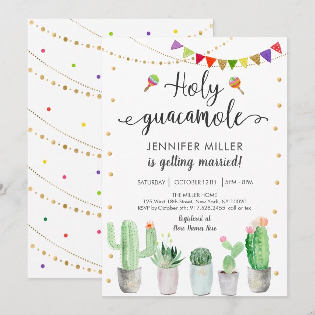 Holy Guacamole Fiesta Couples Bridal Shower Invitation (Front/Back)
