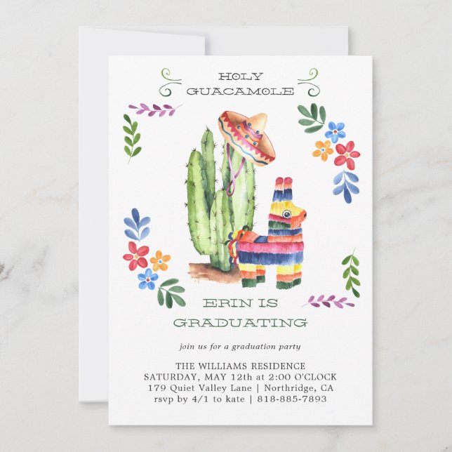 Holy Guacamole Fiesta Graduation Invitation (Front)