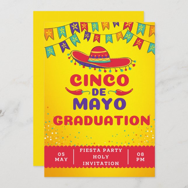 Holy Guacamole Fiesta Graduation Party Invitation (Front/Back)