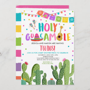 Holy Guacamole Fiesta Twins Baby Shower Invitation