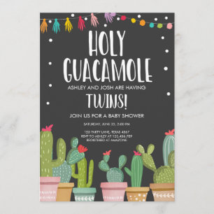 Holy Guacamole Fiesta Twins Baby Shower Invitation