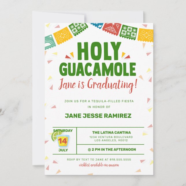 Holy Guacamole Graduation Fiesta Invitation (Front)