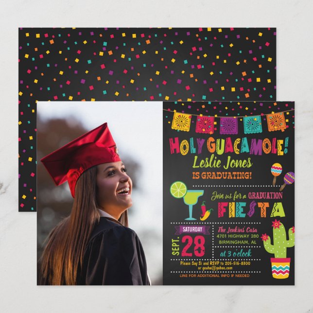 Holy Guacamole Graduation Invitation - Photo (Front/Back)
