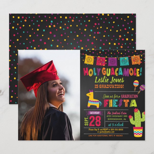 Holy Guacamole Graduation Invitation Piñata Photo (Front/Back)