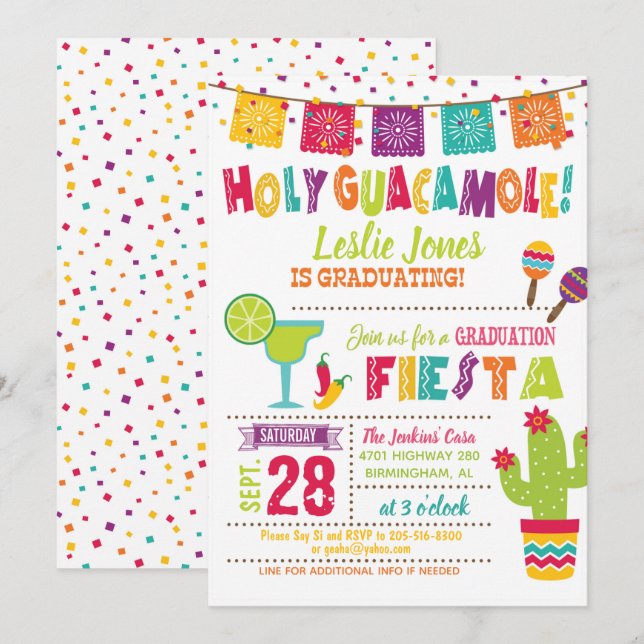 Holy Guacamole Graduation Invitation - WH (Front/Back)