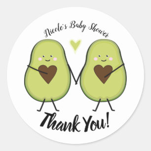 Holy Guacamole Heart Avocado Baby Shower Twins Classic Round Sticker