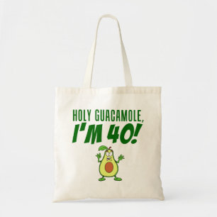 Holy Guacamole I'm 40 Cartoon Avocado Tote Bag