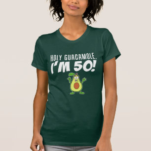 Holy Guacamole I'm 50 Cartoon Avocado (ON DARK) T-Shirt