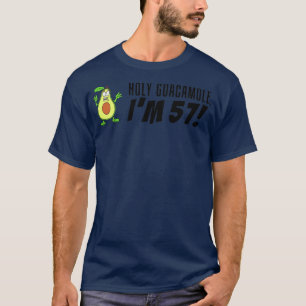 Holy Guacamole I'm 57 Cartoon Avocado Veggie Pun 5 T-Shirt