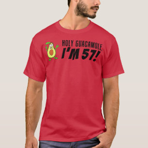 Holy Guacamole I'm 57 Cartoon Avocado Veggie Pun 5 T-Shirt