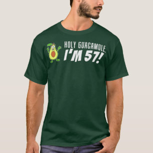 Holy Guacamole I'm 57 Cartoon Avocado Veggie Pun 5 T-Shirt