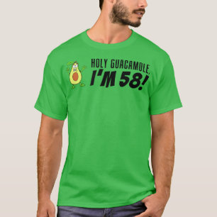Holy Guacamole Im 58 Cartoon Avocado Veggie Pun 58 T-Shirt