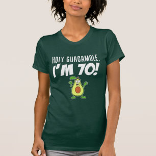 Holy Guacamole I'm 70 Cartoon Avocado (ON DARK) T-Shirt