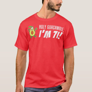 Holy Guacamole I'm 71 Cartoon Avocado Veggie Pun 7 T-Shirt
