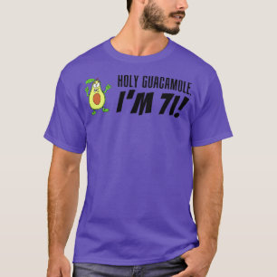 Holy Guacamole I'm 71 Cartoon Avocado Veggie Pun 7 T-Shirt