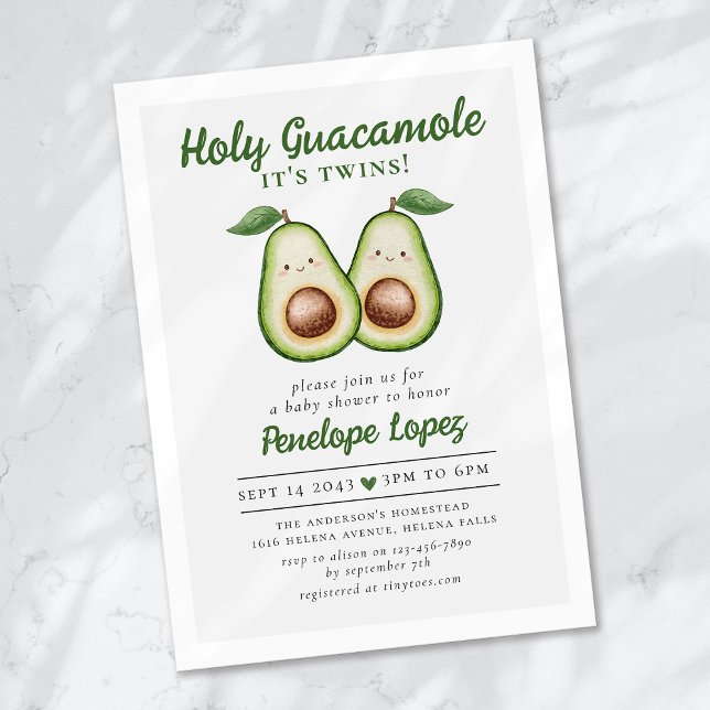 Holy Guacamole It's Twins Baby Shower Invitation (Creator Uploaded)