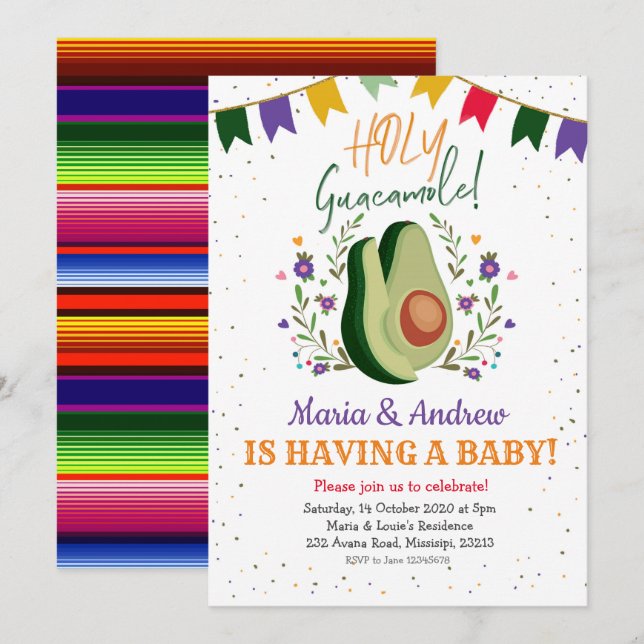 Holy Guacamole Mexican Baby Shower Invitation (Front/Back)