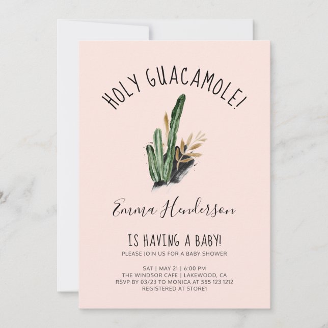 Holy Guacamole Mexican Modern Baby Shower (Front)