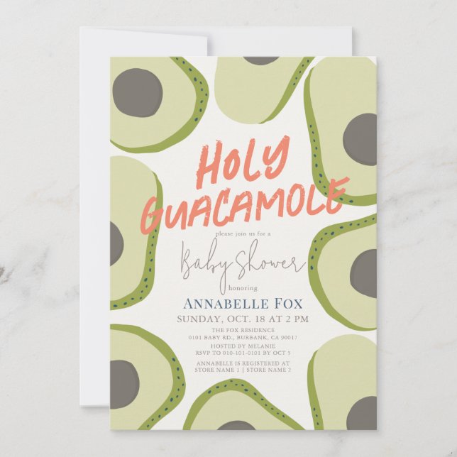 Holy Guacamole Modern Avocado Baby Shower Invitation (Front)