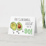 Holy Guacamole Personalised 90th Birthday Card<br><div class="desc">Celebrate someone's nintieth birthday with a bit of humour with this fun "Holy Guacamole" design. This avocado couple is paired with text that can be personalised for your intended recipient; just change the age and name and you're all set. In addition, the fonts can also both be customised to your...</div>